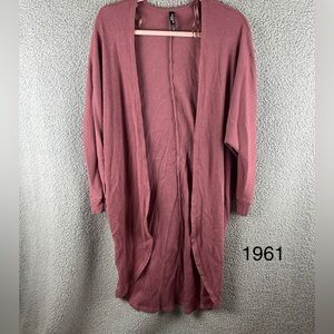 Torrid Women’s Sleep 1X Cardigan Duster Ribbed Knit Open Front Pink Plus Size 1